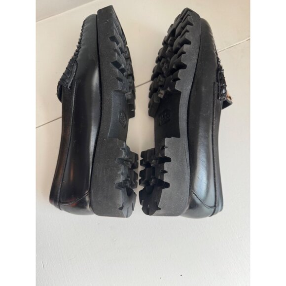 G.H.BASS Women's Whitney Lug Leopard Loafer Flats Size 6.5 Black Leather NEW - Picture 6 of 11